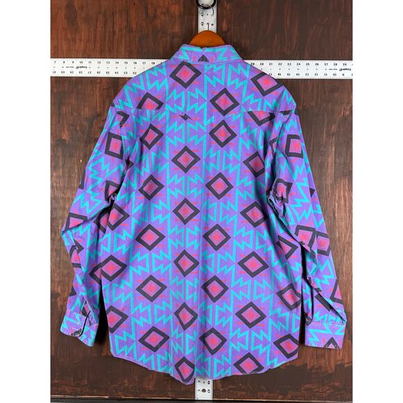 Wrangler Western Preshrunk X-Long Tails Southwestern Brushpopper Aztec Mens EUC - Picture 8 of 8